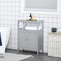 Meuble de rangement de salle de bain moderne autoportant, avec portes et étagère ouverte - 11,75 po P x 23,5 po L x 32,25 po H