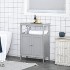 Meuble de rangement de salle de bain moderne autoportant, avec portes et étagère ouverte - 11,75 po P x 23,5 po L x 32,25 po H
