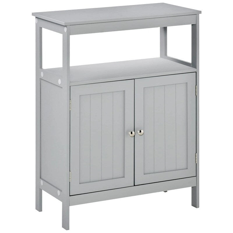 Meuble de rangement de salle de bain moderne autoportant, avec portes et étagère ouverte - 11,75 po P x 23,5 po L x 32,25 po H