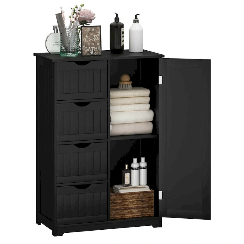 Armoire de rangement au sol Gymax avec 4 tiroirs réglables - Voir les détails