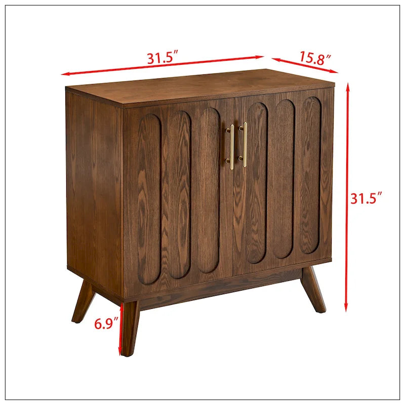 Buffet cannelé de style moderne du milieu du siècle avec étagères réglables