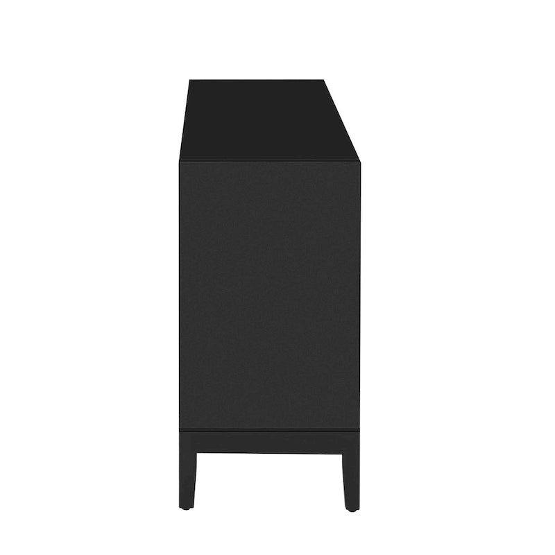 Buffet de cuisine en bois à 4 portes avec portes brossées et poignées en acrylique.