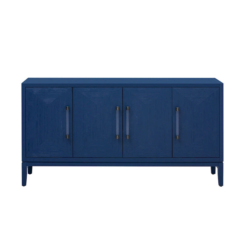 Buffet de cuisine en bois à 4 portes avec portes brossées et poignées en acrylique.