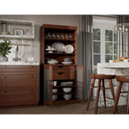 Armoire de rangement Palace Imports 100 % bois massif avec portes en verre dépoli, 2 tiroirs et étagères réglables - 32 x 71,5