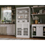 Armoire de rangement Palace Imports 100 % bois massif avec portes en verre dépoli, 2 tiroirs et étagères réglables - 32 x 71,5
