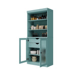 Armoire de rangement Palace Imports 100 % bois massif avec portes en verre dépoli, 2 tiroirs et étagères réglables - 32 x 71,5