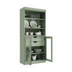 Armoire de rangement Palace Imports 100 % bois massif avec portes en verre dépoli, 2 tiroirs et étagères réglables - 32 x 71,5