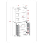 Armoire de rangement Palace Imports 100 % bois massif avec portes en verre dépoli, 2 tiroirs et étagères réglables - 32 x 71,5