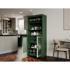 Armoire de rangement Palace Imports 100 % bois massif avec portes en verre dépoli, 2 tiroirs et étagères réglables - 32 x 71,5