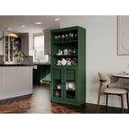 Armoire de rangement Palace Imports 100 % bois massif avec portes en verre dépoli, 2 tiroirs et étagères réglables - 32 x 71,5