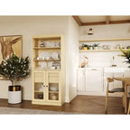 Armoire de rangement Palace Imports 100 % bois massif avec portes en verre dépoli, 2 tiroirs et étagères réglables - 32 x 71,5
