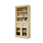 Armoire de rangement Palace Imports 100 % bois massif avec portes en verre dépoli, 2 tiroirs et étagères réglables - 32 x 71,5