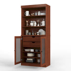 Armoire de rangement Palace Imports 100 % bois massif avec portes en verre dépoli, 2 tiroirs et étagères réglables - 32 x 71,5