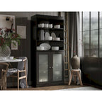 Armoire de rangement Palace Imports 100 % bois massif avec portes en verre dépoli, 2 tiroirs et étagères réglables - 32 x 71,5