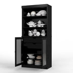 Armoire de rangement Palace Imports 100 % bois massif avec portes en verre dépoli, 2 tiroirs et étagères réglables - 32 x 71,5