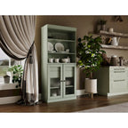 Armoire de rangement Palace Imports 100 % bois massif avec portes en verre dépoli, 2 tiroirs et étagères réglables - 32 x 71,5