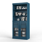 Armoire de rangement Palace Imports 100 % bois massif avec portes en verre dépoli, 2 tiroirs et étagères réglables - 32 x 71,5