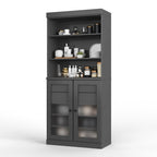 Armoire de rangement Palace Imports 100 % bois massif avec portes en verre dépoli, 2 tiroirs et étagères réglables - 32 x 71,5