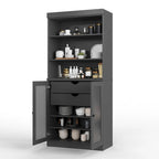 Armoire de rangement Palace Imports 100 % bois massif avec portes en verre dépoli, 2 tiroirs et étagères réglables - 32 x 71,5