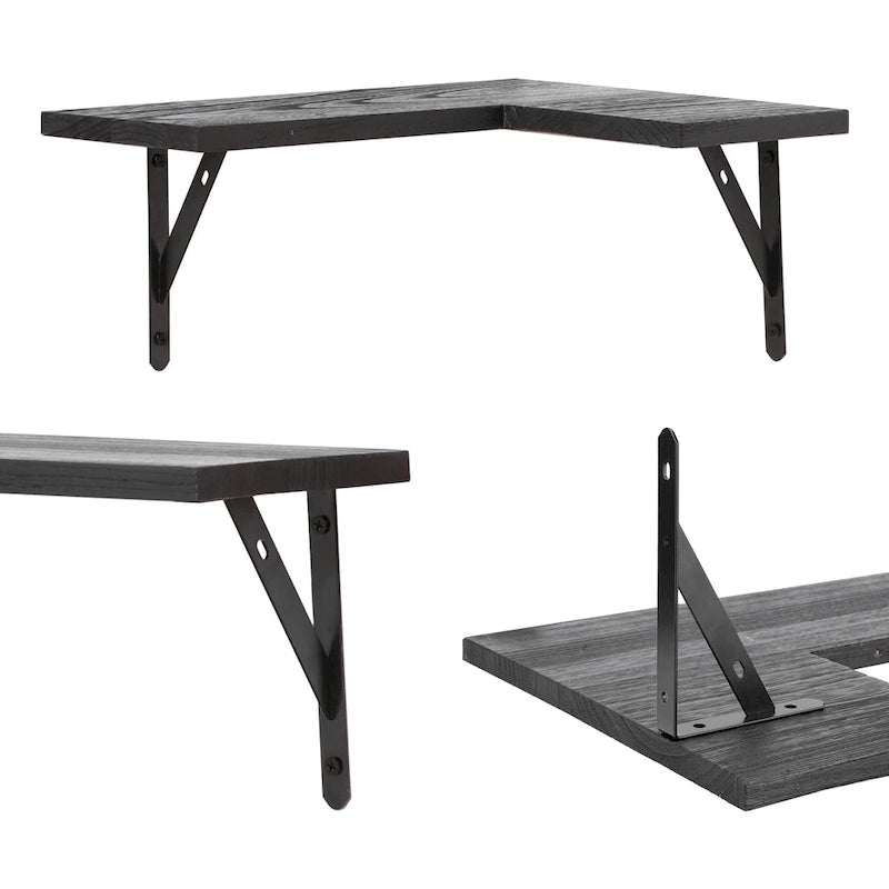 Ensemble de 2 étagères flottantes en bois, étagères murales pour salle de bain, chambre, salon et cuisine, 40 x 29 cm