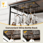 Îlot de cuisine Gymax à 3 niveaux avec porte-verres à vin (grand modèle)
