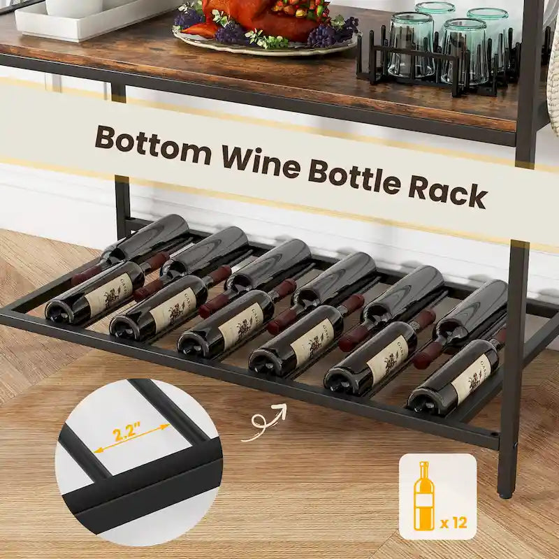 Îlot de cuisine Gymax à 3 niveaux avec porte-verres à vin (grand modèle)
