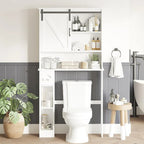 Armoire de rangement à poser au-dessus des toilettes avec porte coulissante, blanche