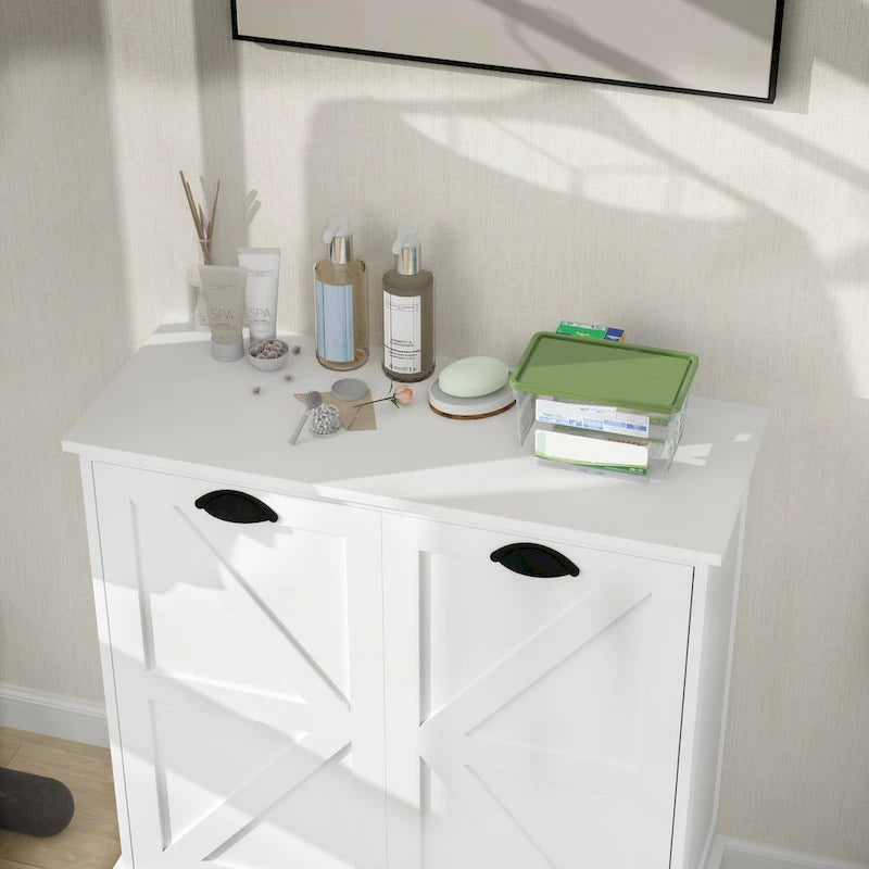 Armoire de tri du linge moderne avec deux compartiments et sacs en tissu amovibles