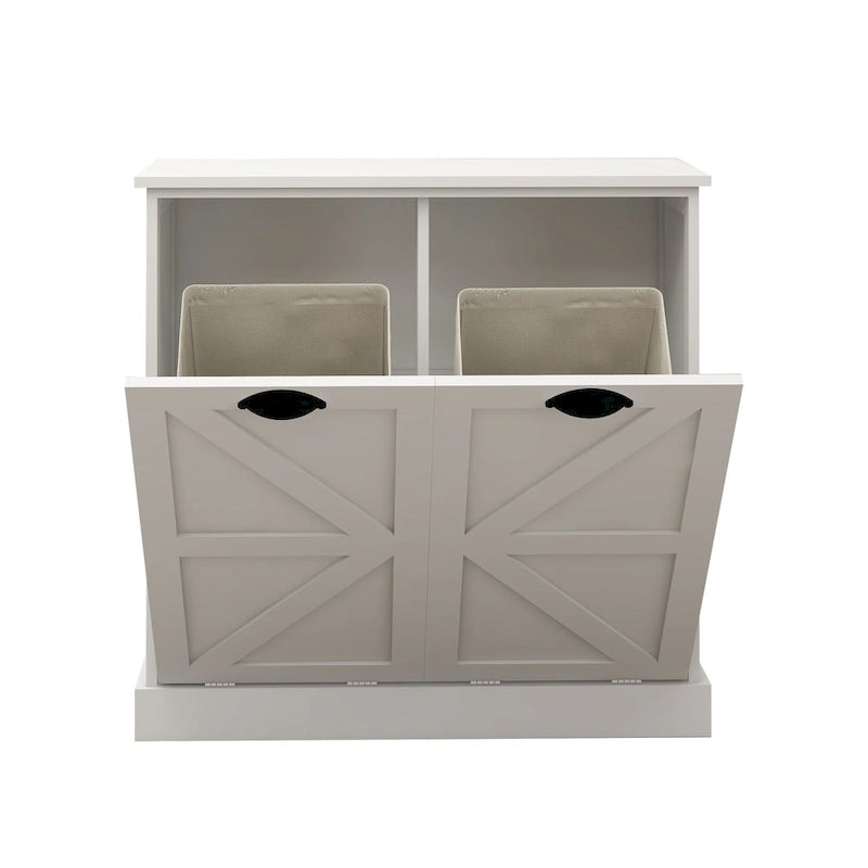 Armoire de tri du linge moderne avec deux compartiments et sacs en tissu amovibles