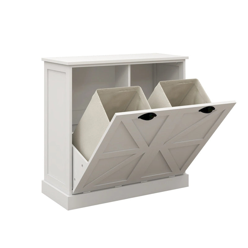 Armoire de tri du linge moderne avec deux compartiments et sacs en tissu amovibles