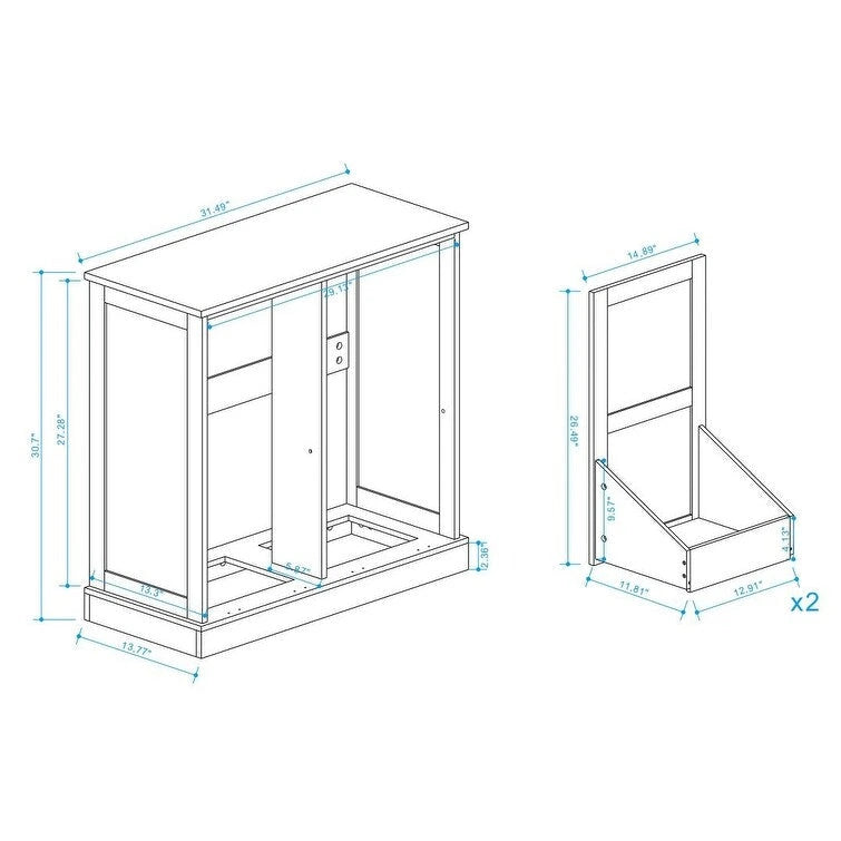 Armoire de tri du linge moderne avec deux compartiments et sacs en tissu amovibles
