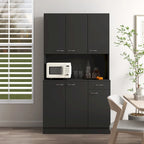 Armoire haute moderne à 6 portes, 1 étagère ouverte et 1 tiroir pour chambre ou cuisine