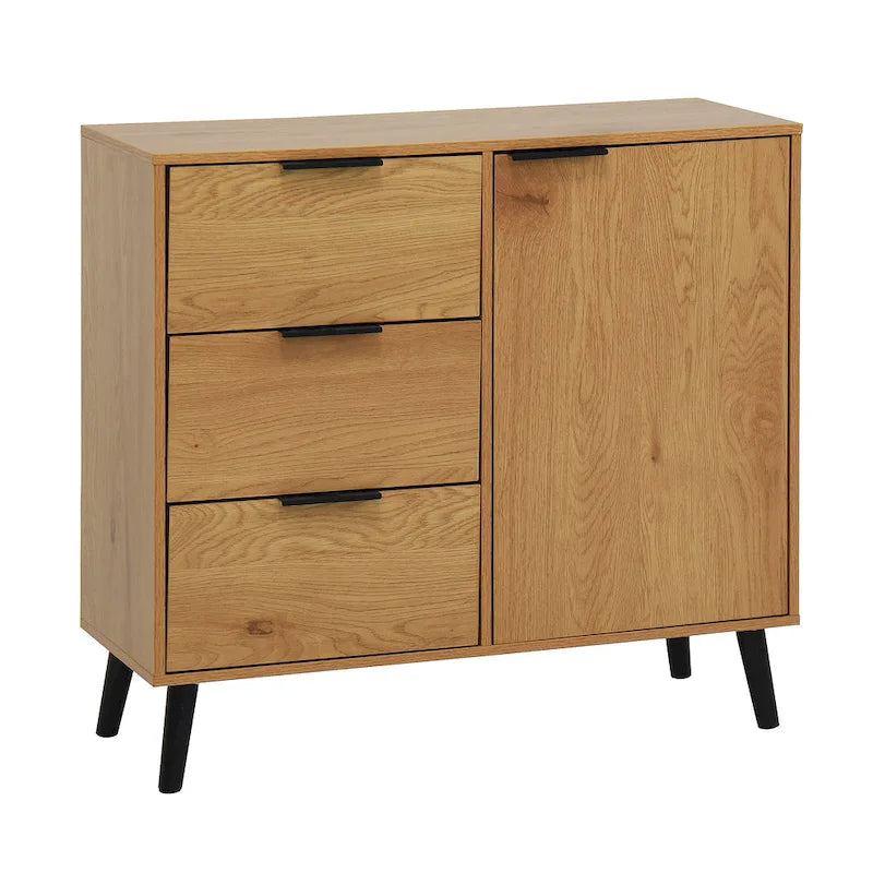 Meuble de rangement moderne avec 3 tiroirs et une étagère réglable pour salon, bureau à domicile, entrée.