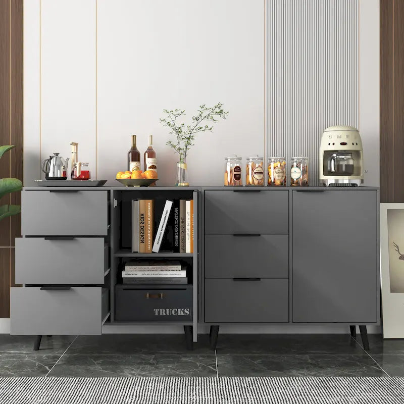 Meuble de rangement moderne avec 3 tiroirs et une étagère réglable pour salon, bureau à domicile, entrée.