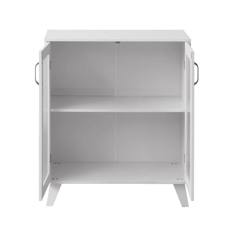 Meuble de rangement moderne avec 2 portes vitrées et étagère réglable pour salon