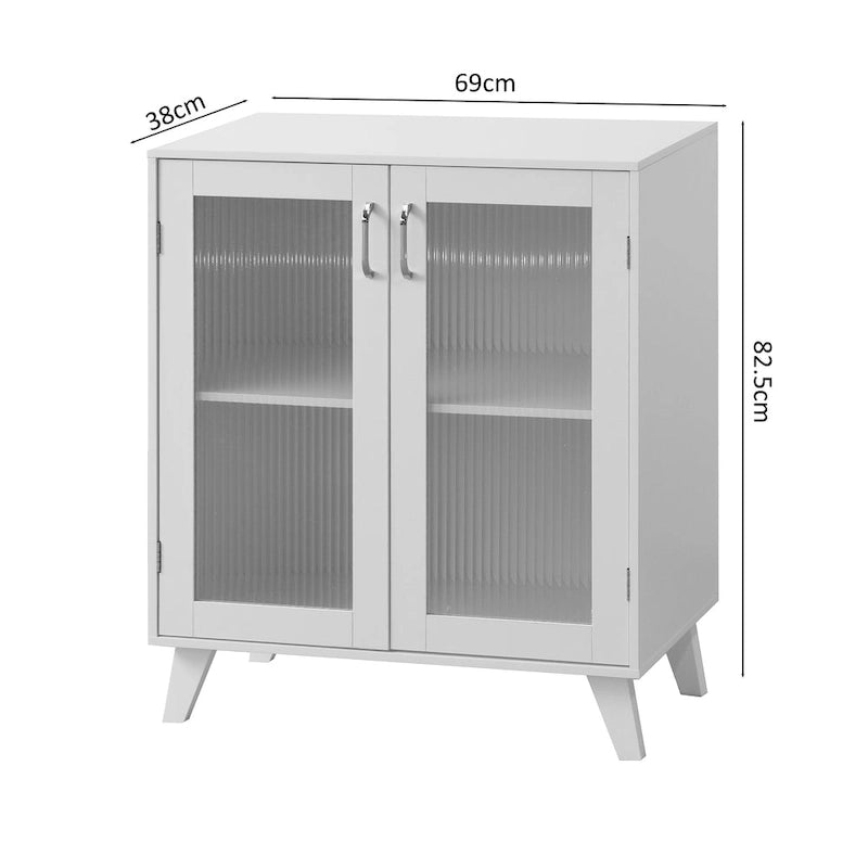 Meuble de rangement moderne avec 2 portes vitrées et étagère réglable pour salon