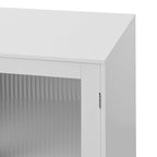 Meuble de rangement moderne avec 2 portes vitrées et étagère réglable pour salon