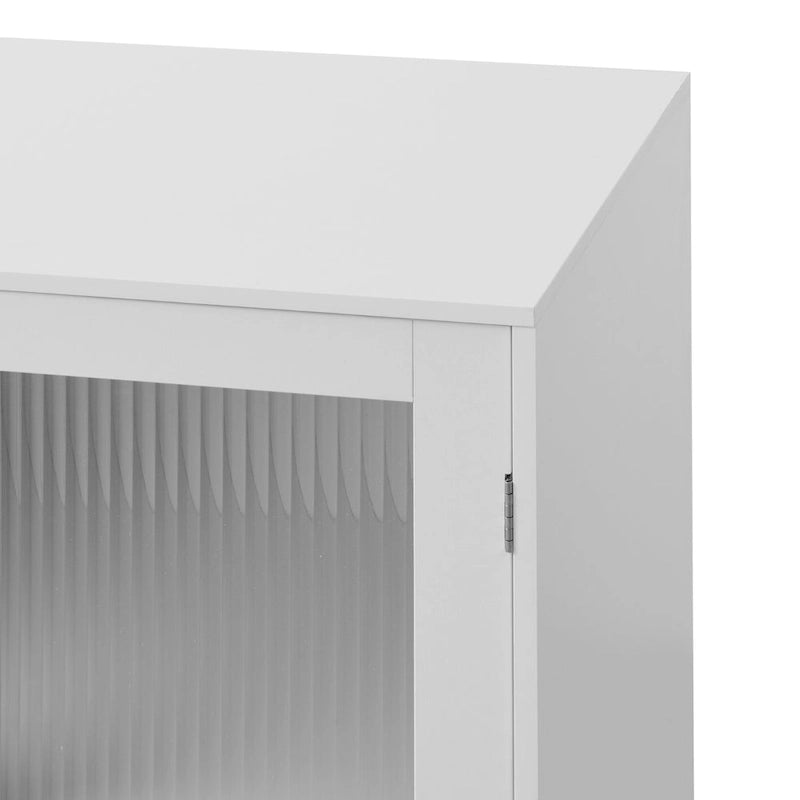 Meuble de rangement moderne avec 2 portes vitrées et étagère réglable pour salon