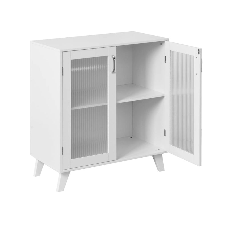 Meuble de rangement moderne avec 2 portes vitrées et étagère réglable pour salon