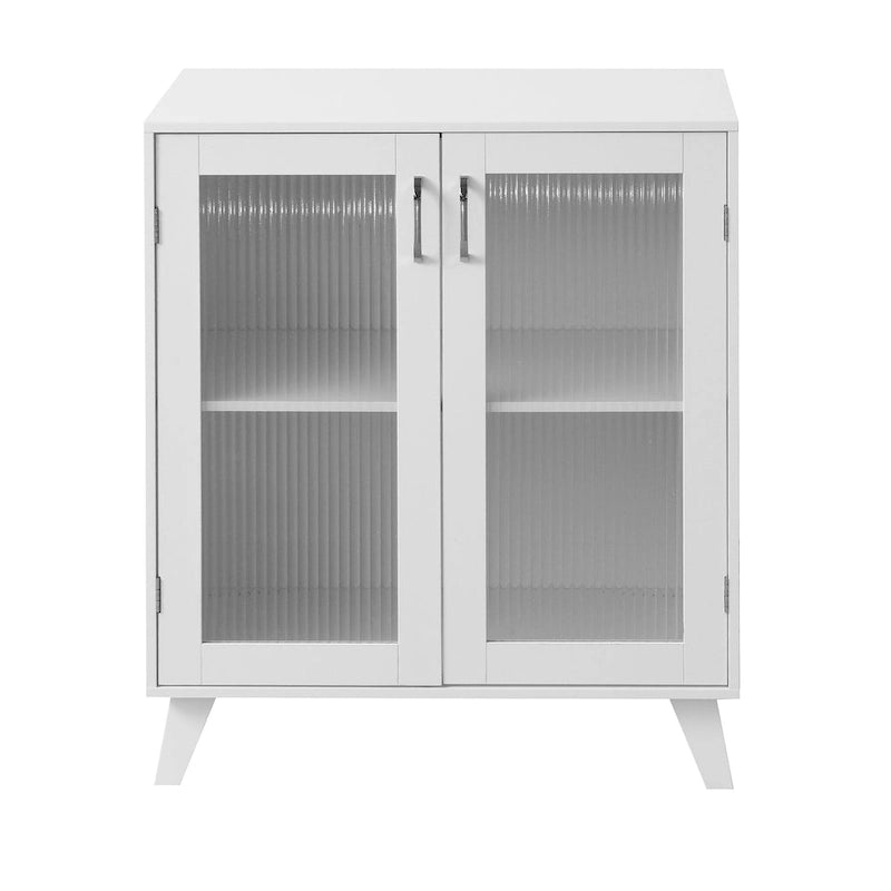 Meuble de rangement moderne avec 2 portes vitrées et étagère réglable pour salon