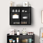 Meuble mural moderne avec portes vitrées et étagères de rangement pour entrée, salon, salle de bain