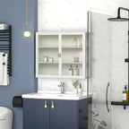 Meuble mural moderne avec portes vitrées et étagères de rangement pour entrée, salon, salle de bain