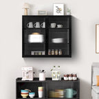 Meuble mural moderne avec portes vitrées et étagères de rangement pour entrée, salon, salle de bain