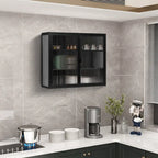 Meuble mural moderne avec portes vitrées et étagères de rangement pour entrée, salon, salle de bain