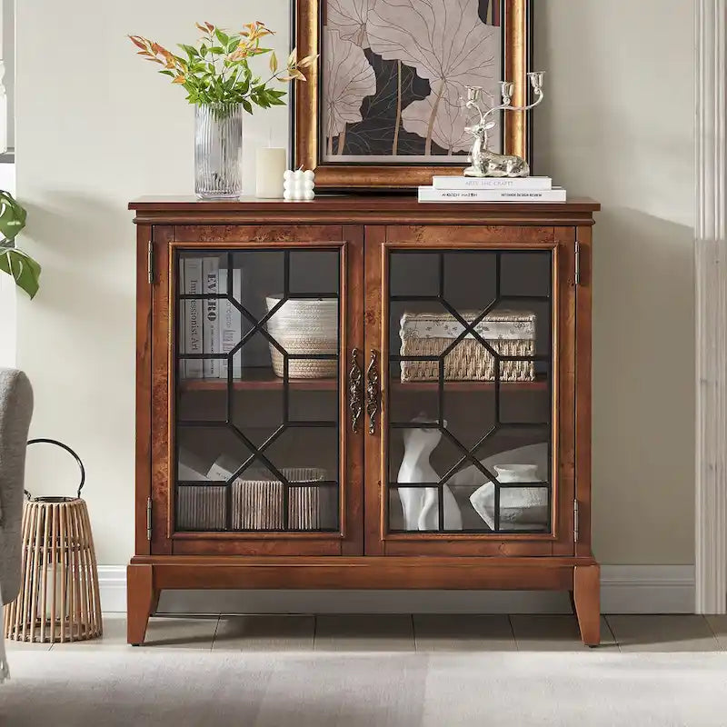 Buffet et vaisselier, meuble console d'appoint au style vieilli pour entrée, salon, chambre ou cuisine