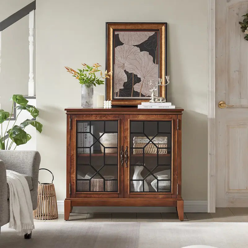Buffet et vaisselier, meuble console d'appoint au style vieilli pour entrée, salon, chambre ou cuisine