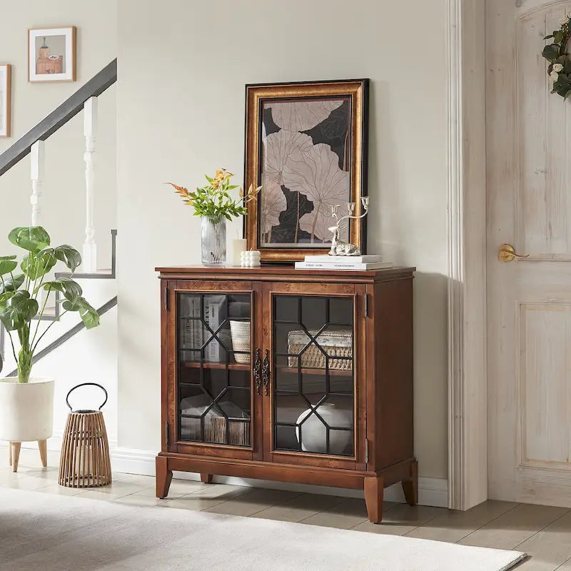 Buffet et vaisselier, meuble console d'appoint au style vieilli pour entrée, salon, chambre ou cuisine