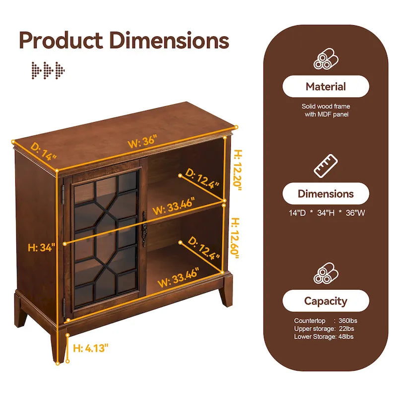 Buffet et vaisselier, meuble console d'appoint au style vieilli pour entrée, salon, chambre ou cuisine
