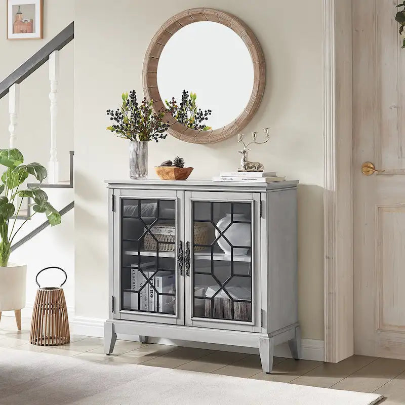 Buffet et vaisselier, meuble console d'appoint au style vieilli pour entrée, salon, chambre ou cuisine