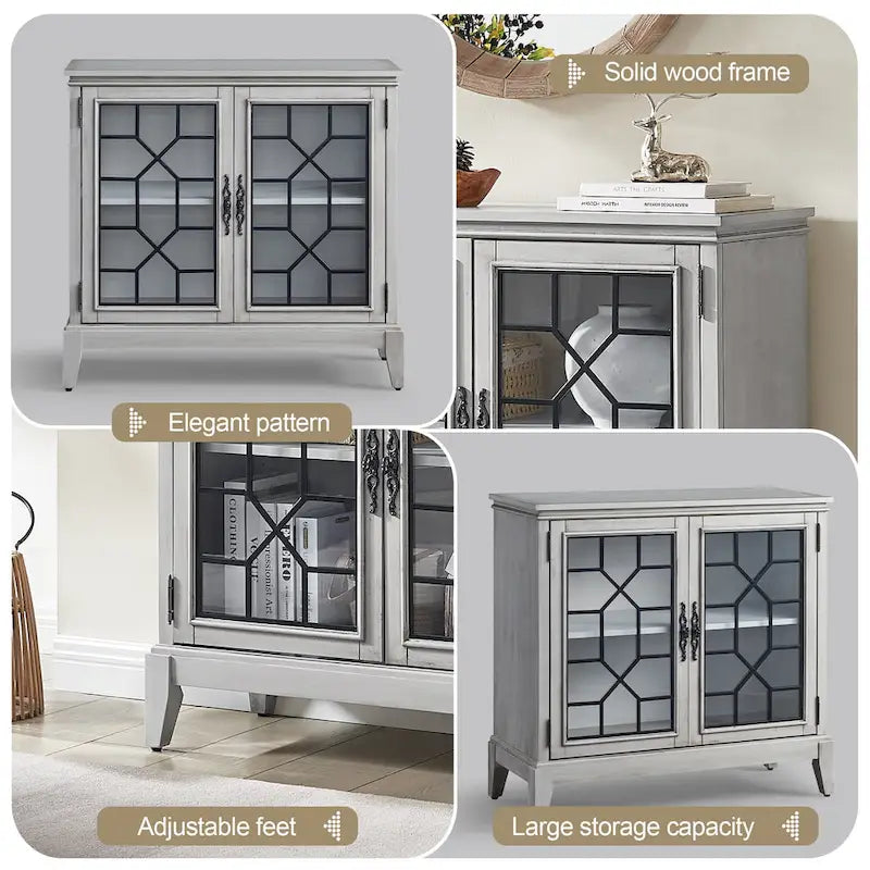 Buffet et vaisselier, meuble console d'appoint au style vieilli pour entrée, salon, chambre ou cuisine